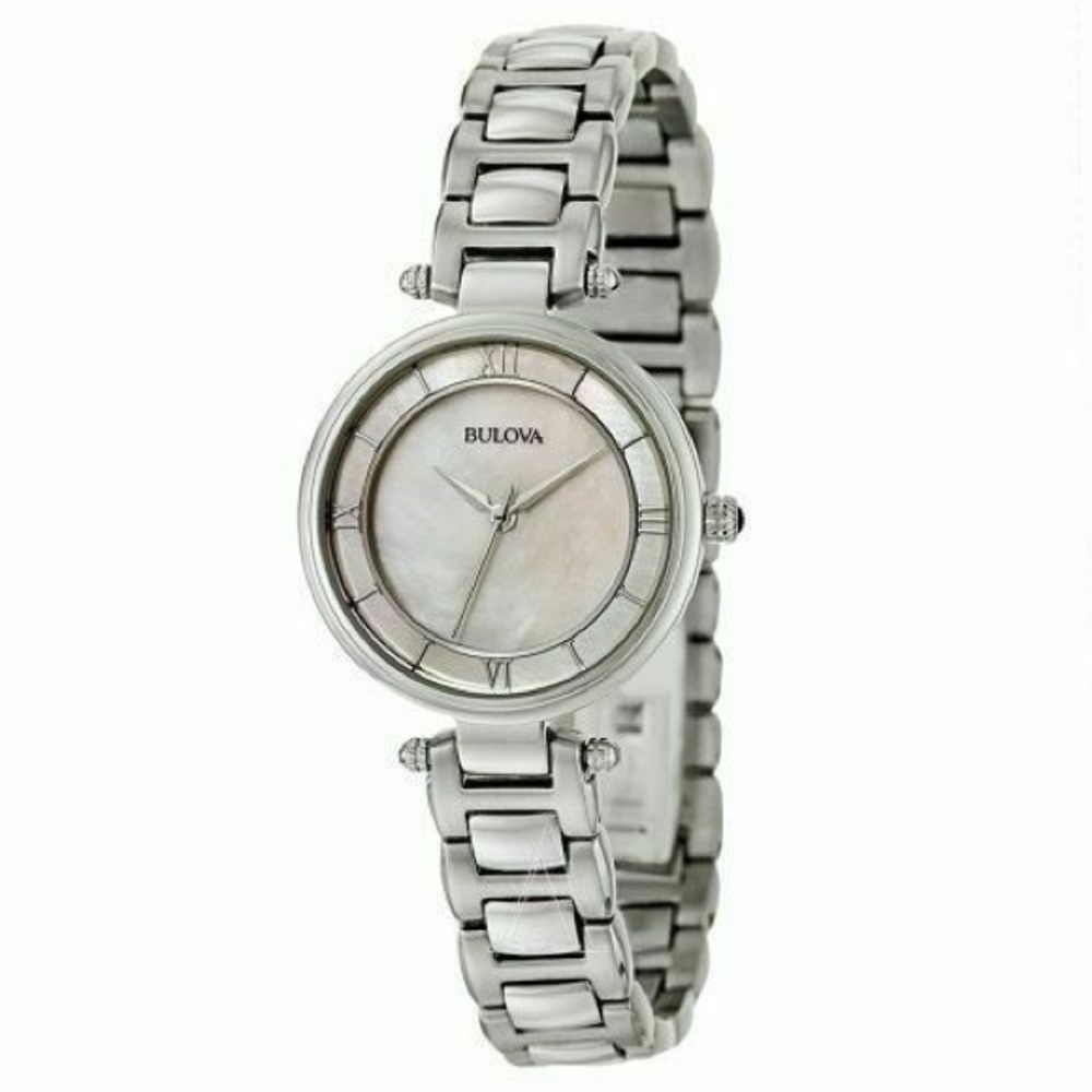 Bulova 96L185 Women's Dress Mother of Pearl Roman Numeral Stainless Steel Watch.